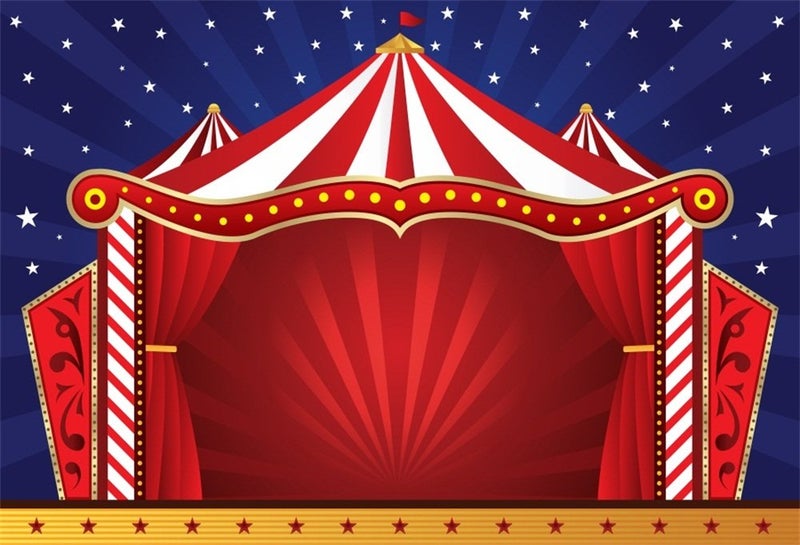 LFEEY 10x8ft Circus Photography Backdrop Red Tents Night Stars Carnival Photo Background Baby Kids Child Birthday Party Decor Wallpaper Photo Booth Studio Props - Image 1
